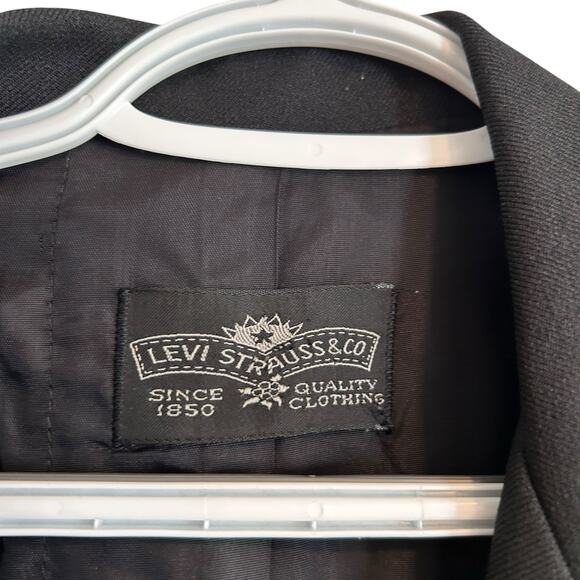 Vintage Levis Black Blazer Women Sz Medium 80s Single Breasted Dacron Polyester - Picture 6 of 16
